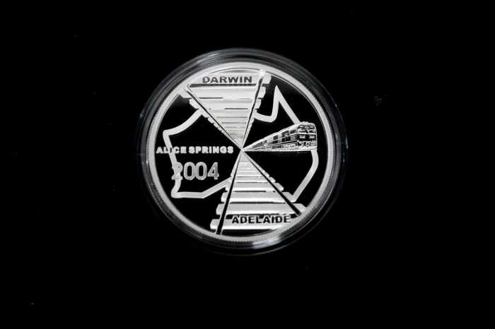 Adelaide to Darwin Railway 2004 $5 silver proof coin, 1oz