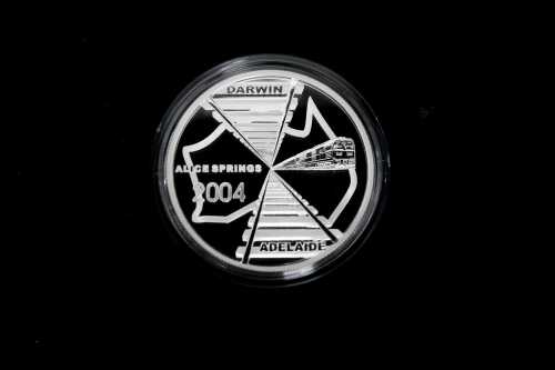 Adelaide to Darwin Railway 2004 $5 silver proof coin, 1oz