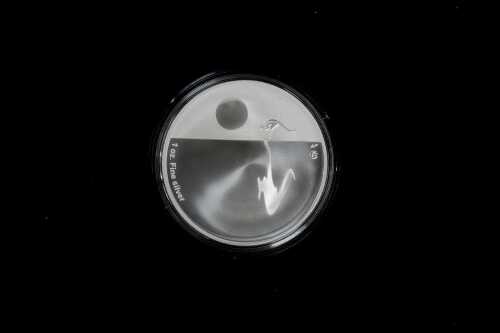 Kangaroo at Sunset F15 Privy Mark 2010 $1 silver brilliant uncirculated coin, 1oz