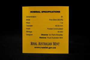 Australian Road Series Emu Road Sign 2015 $1 frosted uncirculated silver coin, 1oz - 5