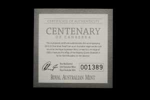 Centenary of Canberra 2013 $5 fine silver proof coin, 36.31g - 4