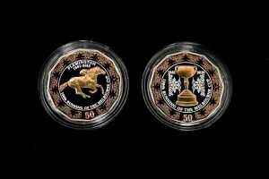 150th Running of the Melbourne Cup 2010 50c selectively gold plated silver proof two-coin set