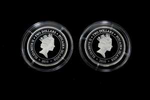 Two Marine Animal 2010 $2 .925 silver proof coins, totalling 1oz - 2