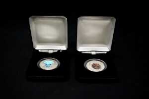 Two Marine Animal 2010 $2 .925 silver proof coins, totalling 1oz - 3