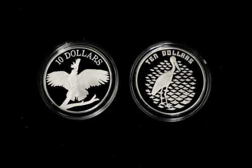 Two Birds of Australia $10 .925 silver proof coins, 20g each