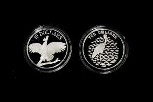 Two Birds of Australia $10 .925 silver proof coins, 20g each