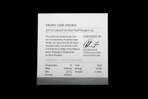 Front Line Angels 2017 $5 coloured fine silver proof triangular coin, 22.23g - 5