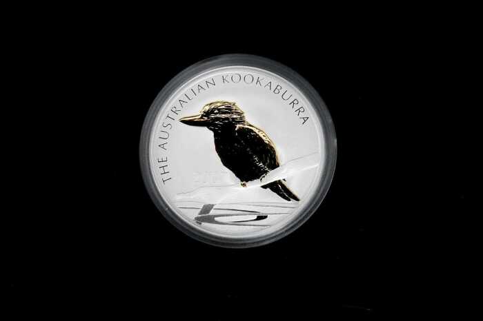 The Australian Kookaburra Silver Coin Series 2007 gilded edition $1 specimen silver coin, 1oz