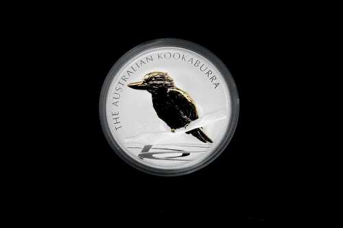 The Australian Kookaburra Silver Coin Series 2007 gilded edition $1 specimen silver coin, 1oz