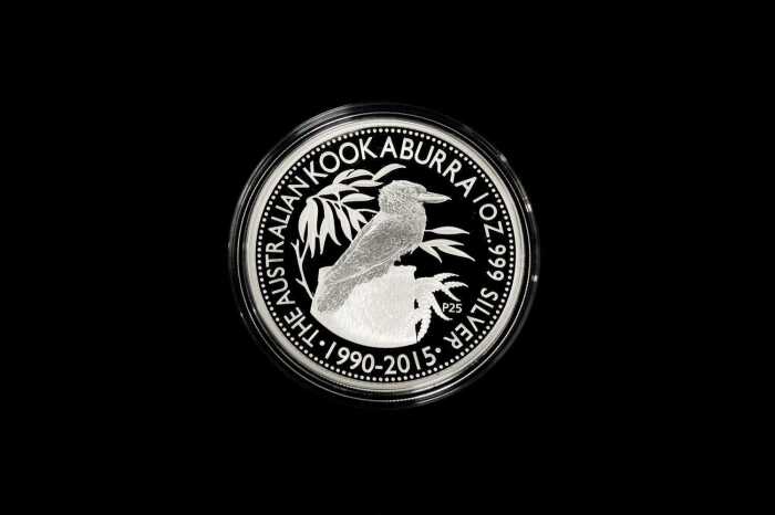 25th Anniversary Australian Kookaburra 2015 $1 silver proof coin, 1oz