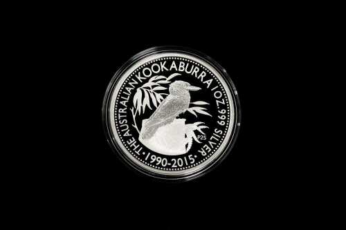 25th Anniversary Australian Kookaburra 2015 $1 silver proof coin, 1oz