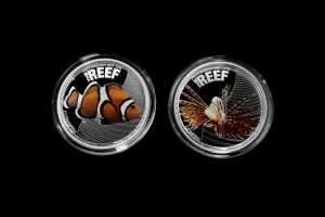 Two Australian Sea Life The Reef half ounce silver coins.