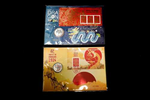Two 2024 Year of the Dragon - half ounce silver coins.