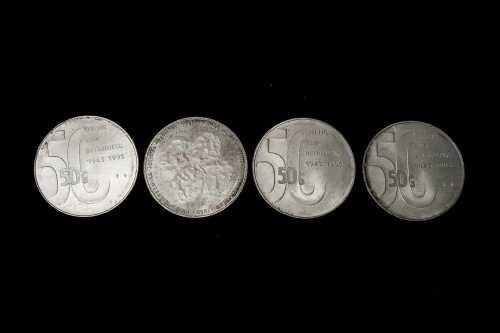 4 x Dutch 50 Gulden silver coins