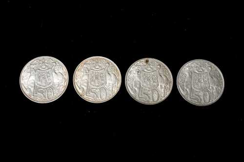 4 x Australian 1966 round 50 cent coins