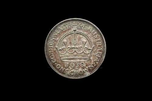 Australian 1938 silver one crown
