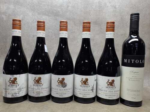 Mixed red wine, six bottles