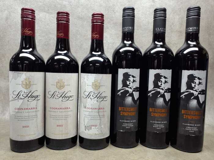 Mixed red wines, six bottles