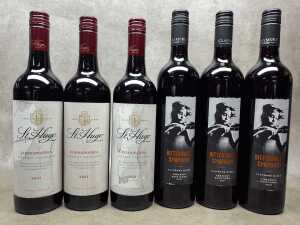 Mixed red wines, six bottles