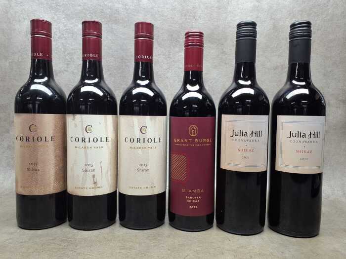 Mixed red wines, six bottles