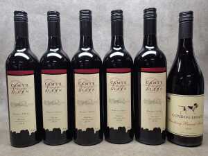 Mixed red wine, six bottles