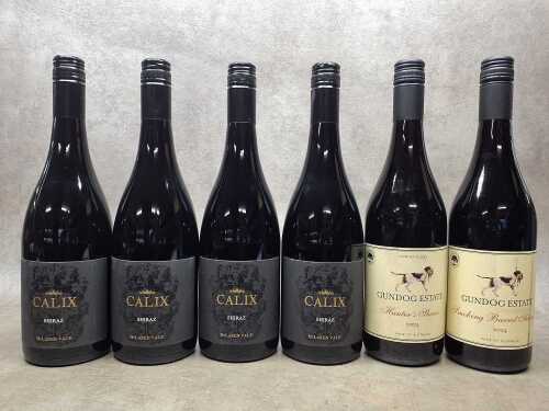 Mixed red wine, six bottles
