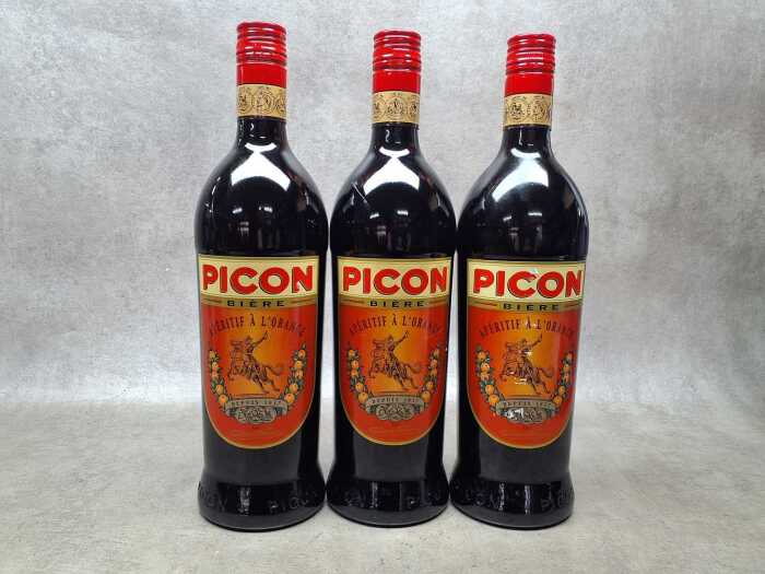 Picon Bi&egrave;re French bitter-orange aperitif, three bottles