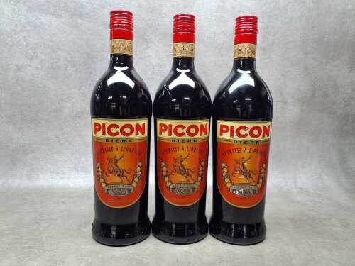 Picon Bi&egrave;re French bitter-orange aperitif, three bottles