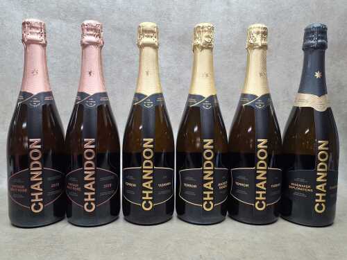 Mixed Chandon sparkling wine, six bottles