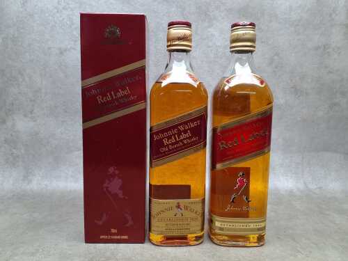 Johnnie Walker Red Label blended Scotch whisky, two bottles