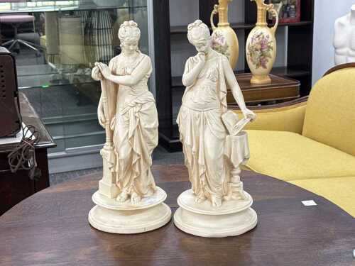 Neo classical style female plaster figures
