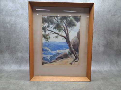 Theodore Engel, Australian bush landscape, 1959. Watercolour painting on paper
