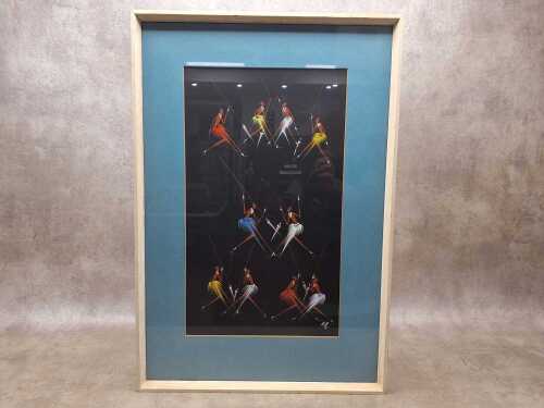 Artist unknown, African warriors. Mid-century acrylic painting on paper