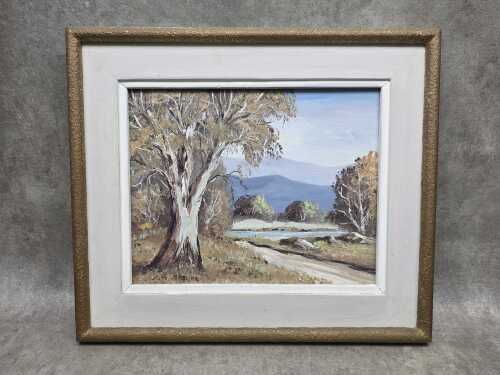 Alfred William Singer, Australian bush landscape. Oil painting on board
