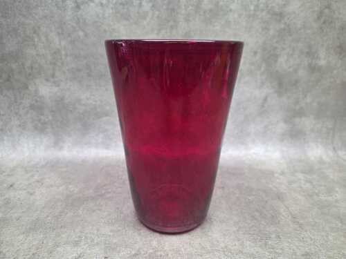 Whitefriars red ripple pattern vase