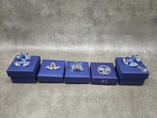 Five Swarovski Crystal flower figures