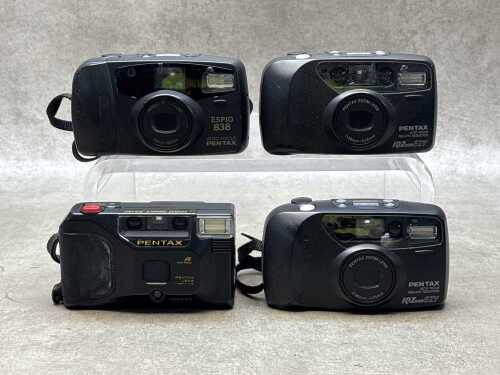 Four Pentax point & shoot 35mm film cameras