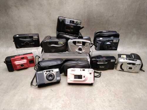 Ten compact 35mm film cameras