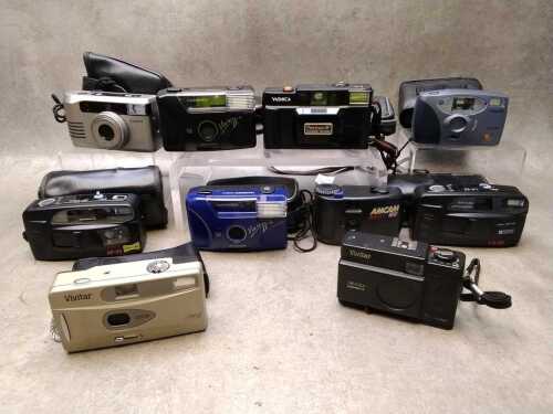 Ten compact 35mm film cameras