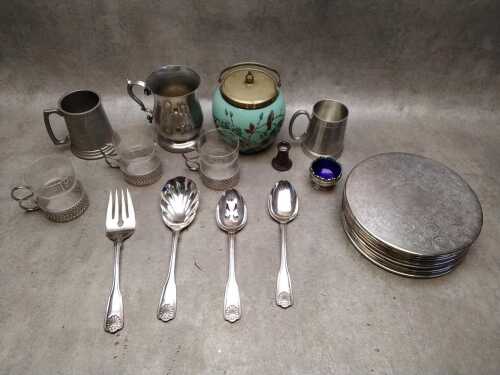 Assorted metalware including silver plate