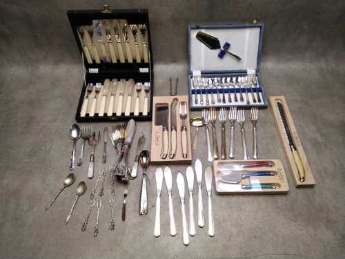 Assorted cutlery, mainly silver plated