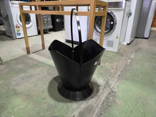 Black metal bucket
