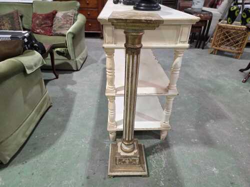 Italian-style timber pedestal with gilded column and base