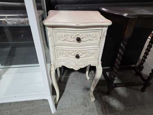 French Provincial Style Carved Bedside Chest