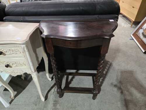 Oak barley twist demi-lune hall table