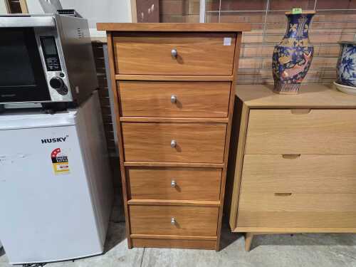 Melimine five-drawer timber chest
