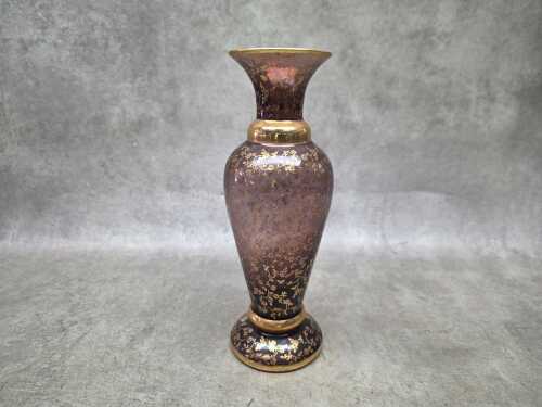 Amethyst glass vase with gilt decoration