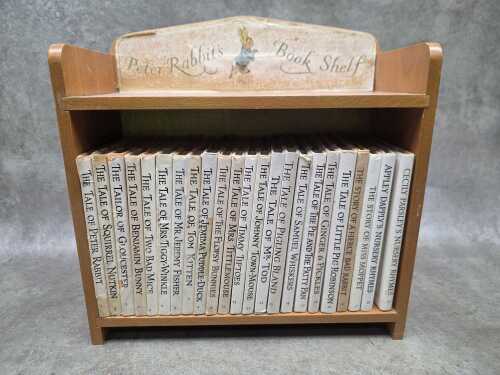 Peter Rabbit's Bookshelf containing 23 miniature hardcover books