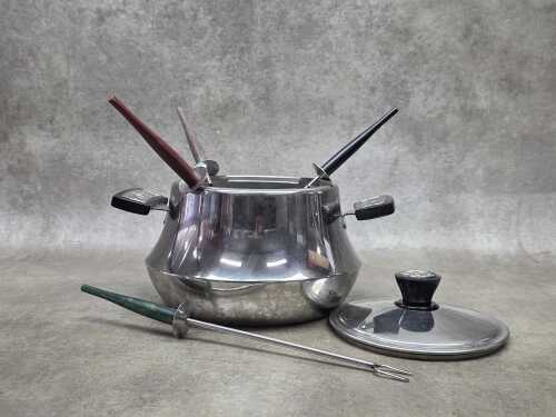 Vintage stainless steel fondue set