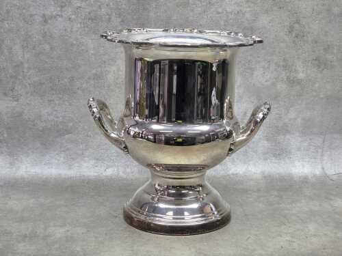 Saracen silver-plated twin handled ice bucket with ruffled rim